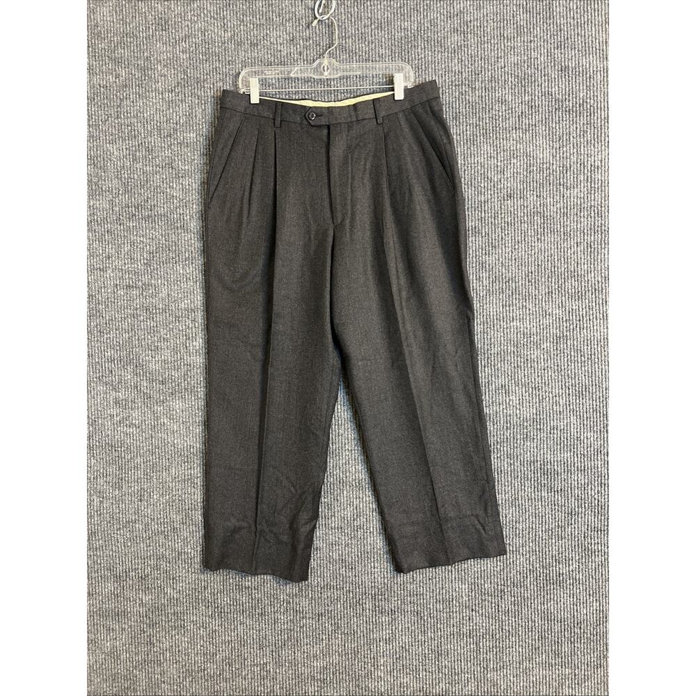 Zignone Mens Made In Italy Pleated Dress Pants Size 35 Gray Wool Cashmere Luxury